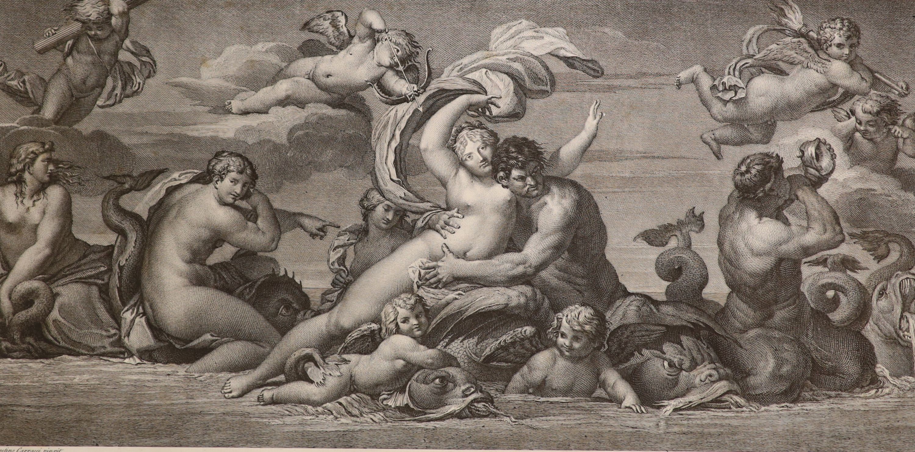 Tanje after Hutin, engraving, Quadro ddi Francesco Albani, overall 43 x 51cm, together with a group of other assorted unframed engravings